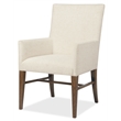 Bowery Hill Upholstered Arm Chair in Beige with Rustic Wood Frame