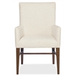 Bowery Hill Upholstered Arm Chair in Beige with Rustic Wood Frame