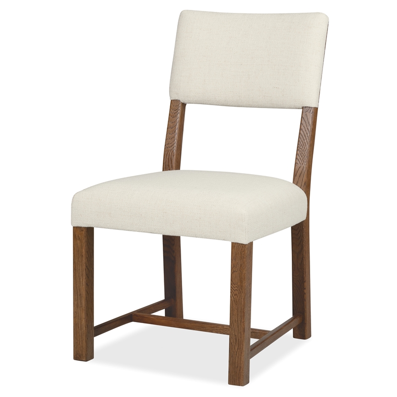 Bowery Hill Upholstered Dining Side Chair in Beige with Wood Frame