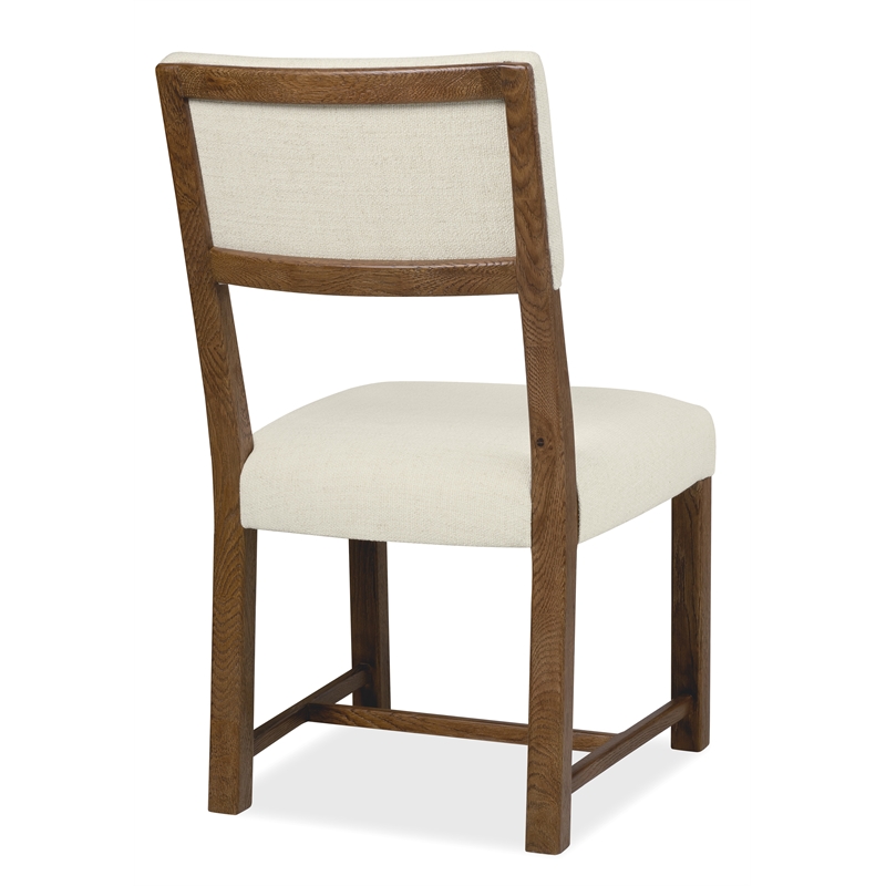 Bowery Hill Upholstered Dining Side Chair in Beige with Wood Frame