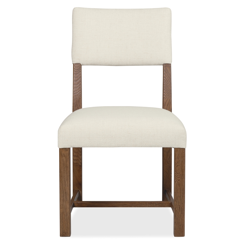 Bowery Hill Upholstered Dining Side Chair in Beige with Wood Frame