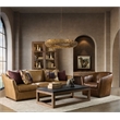 Bowery Hill Barrel-Back Swivel Chair in Genuine Dark Brown Leather