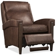 Bowery Hill Power Recliner with Nailhead Trim in Brown Leather