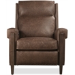 Bowery Hill Power Recliner with Nailhead Trim in Brown Leather