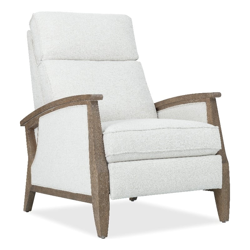 Bowery Hill Power Recliner with Power Headrest in Beige Fabric