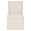 Bowery Hill Castered Upholstered Dining Side Chair in Beige Fabric