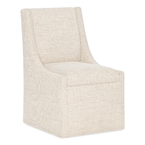 Bowery Hill Castered Upholstered Dining Side Chair in Beige Fabric
