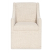 Bowery Hill Castered Upholstered Dining Arm Chair in Beige Fabric