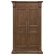Bowery Hill Bar-Pull Wardrobe with Hidden Storage in Brown Wood