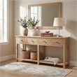 Bowery Hill 4-Drawer Sideboard Base with Silverware Tray in Light Brown