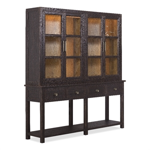 Bowery Hill Display Sideboard with Glass Doors in Black Wood