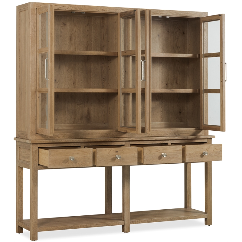 Bowery Hill Display Sideboard with Glass Doors in Light Brown