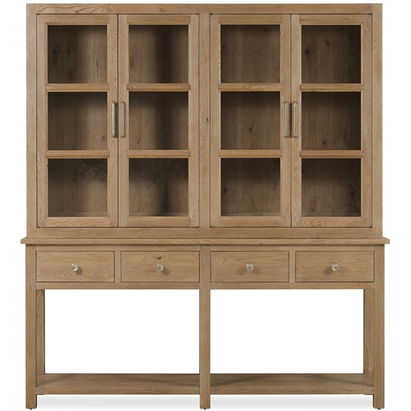 Bowery Hill Display Sideboard with Glass Doors in Light Brown