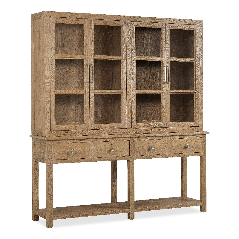 Bowery Hill Display Sideboard with Glass Doors in Light Brown
