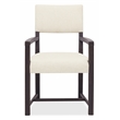 Bowery Hill Upholstered Dining Arm Chair in Beige with Dark Frame