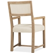 Bowery Hill Upholstered Dining Arm Chair in Beige with Oak Frame