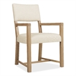 Bowery Hill Upholstered Dining Arm Chair in Beige with Oak Frame