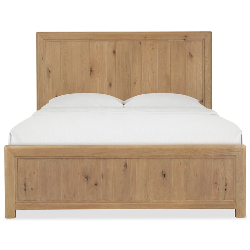 Bowery Hill Queen Panel Bed in Rustic Light Brown Wood Finish