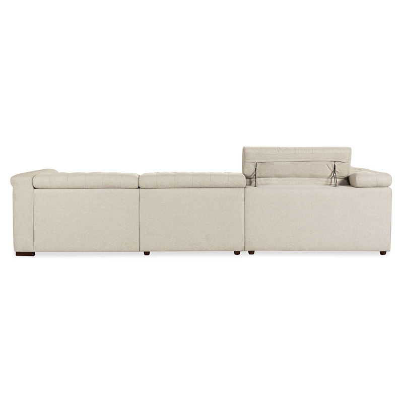 Bowery Hill 5-Seat Power Reclining Sectional in Beige Fabric