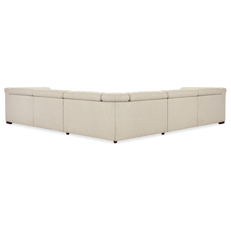 Bowery Hill 5-Seat Power Reclining Sectional in Beige Fabric