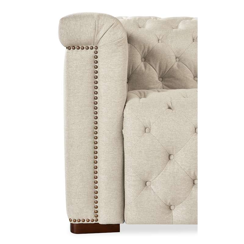 Bowery Hill 5-Seat Power Reclining Sectional in Beige Fabric