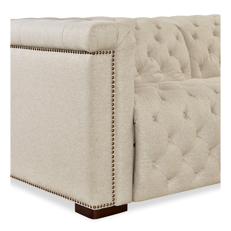 Bowery Hill 5-Seat Power Reclining Sectional in Beige Fabric