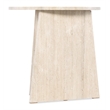 Bowery Hill Round Honed Travertine End Table in Cream and Beige