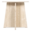 Bowery Hill Round Honed Travertine End Table in Cream and Beige
