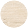 Bowery Hill Round Honed Travertine End Table in Cream and Beige
