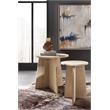 Bowery Hill Round Honed Travertine End Table in Cream and Beige