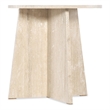 Bowery Hill Round Honed Travertine End Table in Cream and Beige