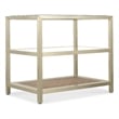 Bowery Hill End Table with Glass Top and Cane Shelf on Steel Base