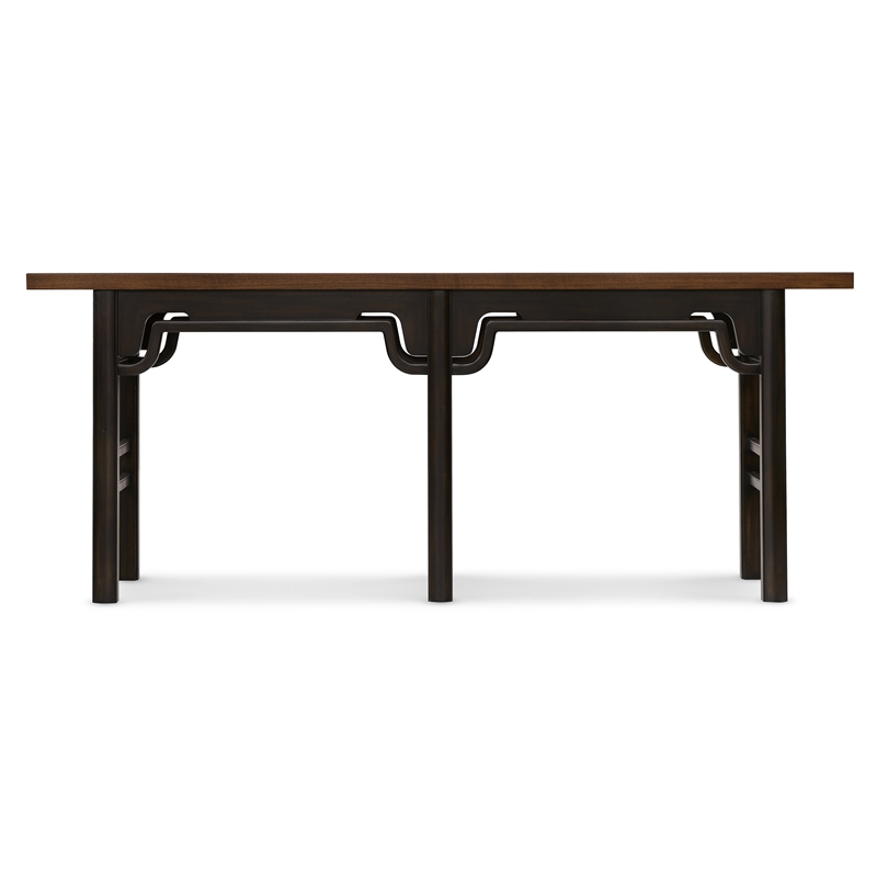 Bowery Hill Two-Tone Narrow Console Table in Dark Natural Wood