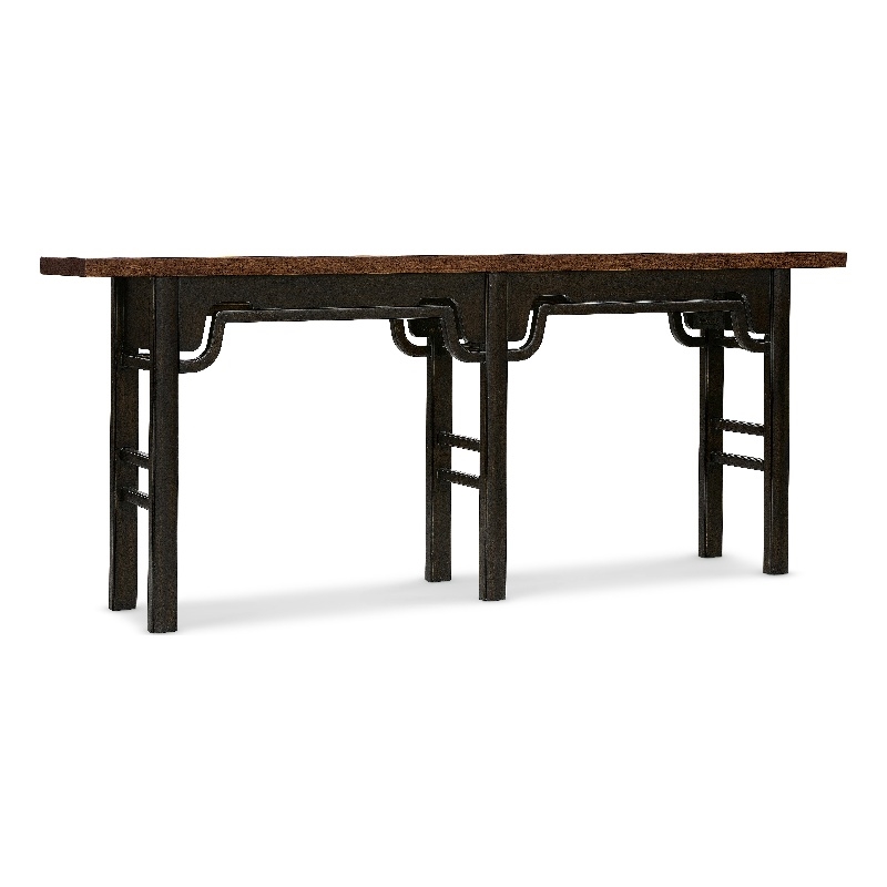 Bowery Hill Two-Tone Narrow Console Table in Dark Natural Wood
