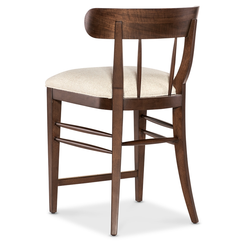 Bowery Hill Upholstered Counter Stool in Dark Natural Wood Finish