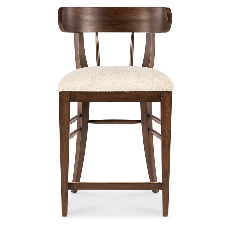 Bowery Hill Upholstered Counter Stool in Dark Natural Wood Finish