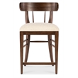 Bowery Hill Upholstered Counter Stool in Dark Natural Wood Finish