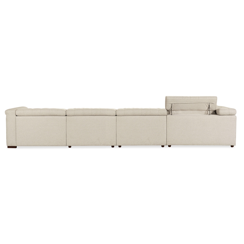 Bowery Hill 6-Seat Power Reclining Sectional in Beige Fabric