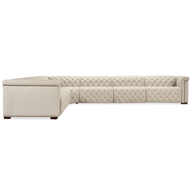 Bowery Hill 6-Seat Power Reclining Sectional in Beige Fabric