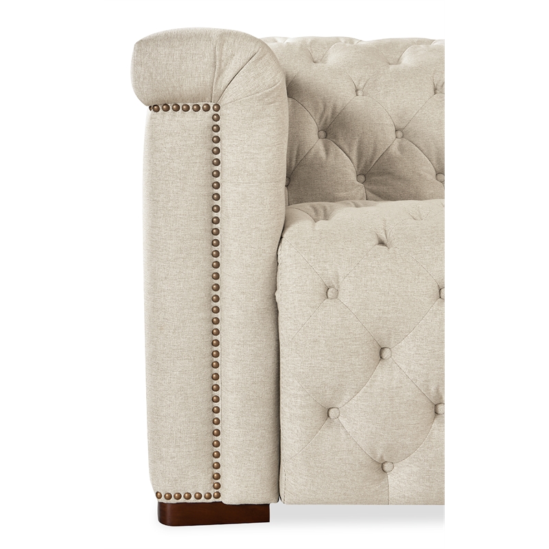 Bowery Hill 6-Seat Power Reclining Sectional in Beige Fabric