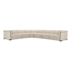 Bowery Hill 6-Seat Power Reclining Sectional in Beige Fabric