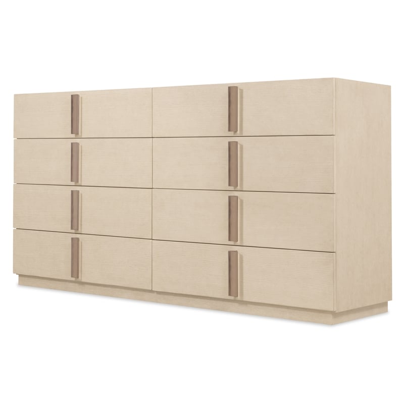 Bowery Hill 8-Drawer Dresser in Natural Wood with Bar Hardware