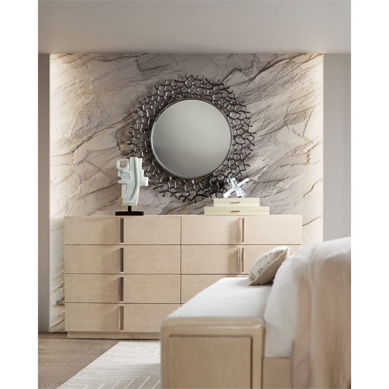 Bowery Hill 8-Drawer Dresser in Natural Wood with Bar Hardware