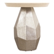 Bowery Hill Round Accent Table with Silver-Leaf Base in Natural Wood