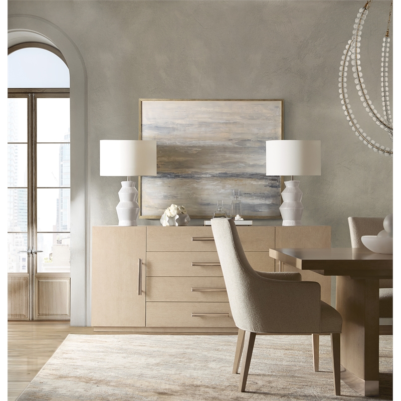 Bowery Hill Buffet with Silverware Tray in Natural Wood Finish