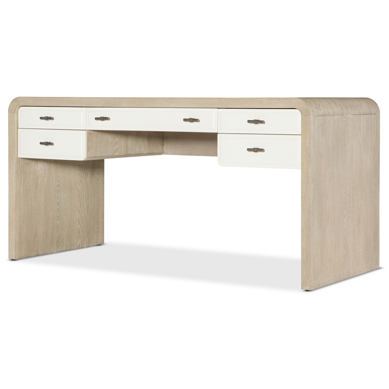 Bowery Hill Two-Tone Writing Desk with Keyboard Drawer in Natural Wood