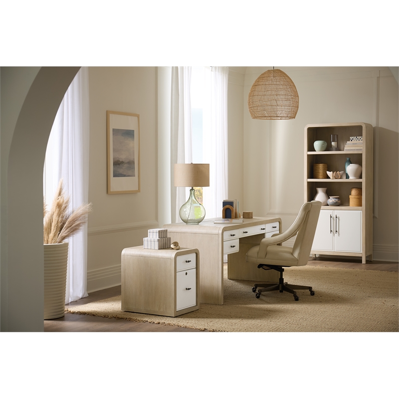 Bowery Hill Two-Tone Writing Desk with Keyboard Drawer in Natural Wood