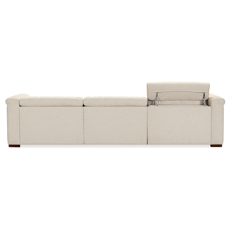 Bowery Hill 3-Seat Power Reclining Sofa in Beige Performance Fabric
