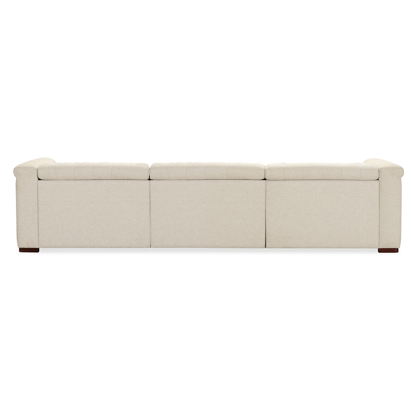 Bowery Hill 3-Seat Power Reclining Sofa in Beige Performance Fabric