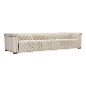 Bowery Hill 3-Seat Power Reclining Sofa in Beige Performance Fabric